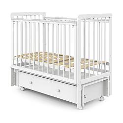 Кроватка детская Pituso "Tiny" ящик, продольный маятник/колесо, Белая аляска