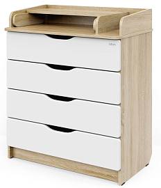 Комод с пеленальным столиком "Сириус-2 Wood" 80 см, 4 ящ.,цвет: дуб сонома (шар.направляющие)